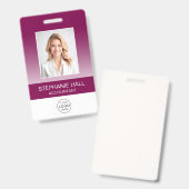 Badge Photo de l'employé, logo, dégradé de nom (Avant & arrière)