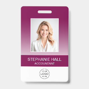 Badge Photo de l'employé, logo, dégradé de nom