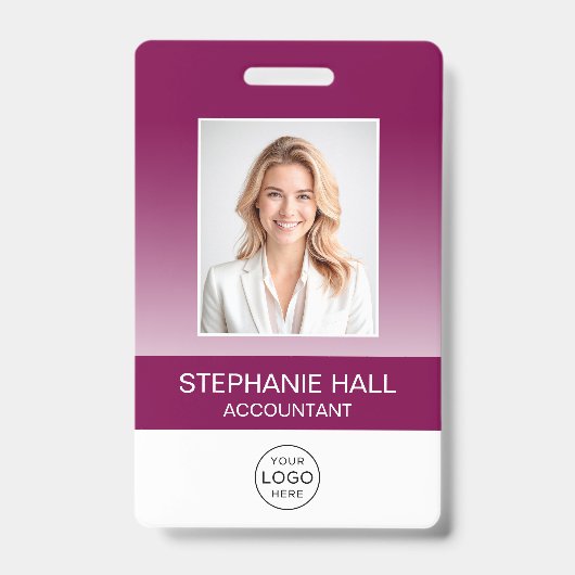 Badge Photo de l'employé, logo, dégradé de nom (Avant)
