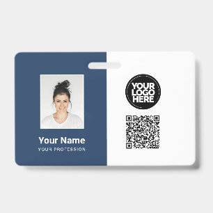 Badge Photo de l'employé, Logo, Profession, Code QR, Nom