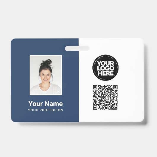 Badge Photo de l'employé, Logo, Profession, Code QR, Nom (Avant)