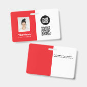Badge Photo de l'employé, Logo, Profession, Code QR, Nom (Avant & arrière)