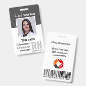Badge Photo de l'employé médical Code-barres Logo Nom (Avant & arrière)