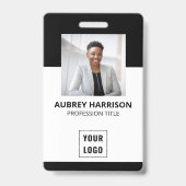 Badge Photo de l'employé Moderne Entreprise Noir (Front)