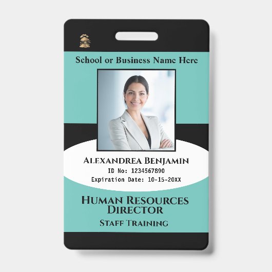 Badge Photo de l'employé Nom Carte d'identité Code-barre (Avant)