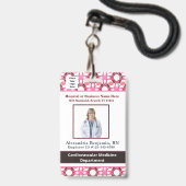 Badge Photo de l'employé Nom Code à barres Logo ID  (Avant avec lanière)