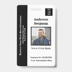 Badge Photo de l'employé Nom Logo Carte d'identité Code-
