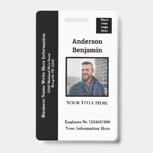 Badge Photo de l'employé Nom Logo Carte d'identité Code- (Avant)