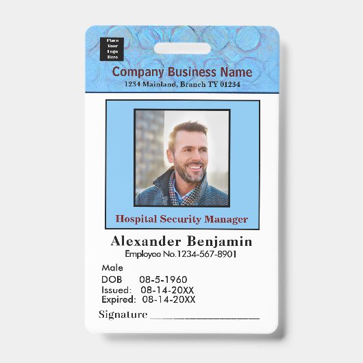 Badge Photo de l'employé Nom Logo Carte d'identité Code  (Avant)