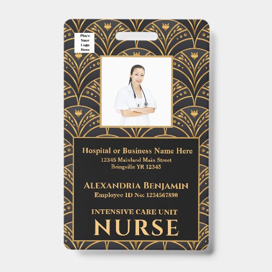 Badge Photo de l'employé Nom Logo Code à barres Hôpital (Avant)
