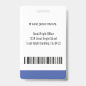 Badge Photo de l'employé Nom Logo Code-barres Bleu et Bl (Arrière)