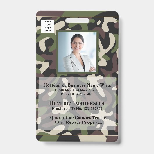 Badge Photo de l'employé Nom Logo Code-barres Entreprise (Avant)