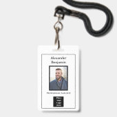 Badge Photo de l'employé Nom Logo Code-barres ID Moderne (Avant avec lanière)