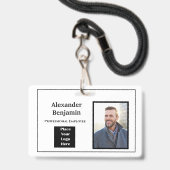 Badge Photo de l'employé Nom Logo Code-barres ID Personn (Avant avec lanière)