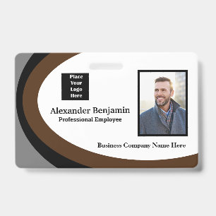 Badge Photo de l'employé Nom Logo Code-barres ID Personn