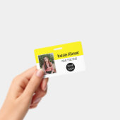 Badge Photo de l'employé Nom Logo Code-barres Jaune et B (Manuel / portable)