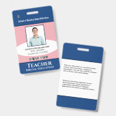 Badge Photo de l'employé Nom Logo Code-barres Personnali (Avant & arrière)