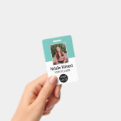 Badge Photo de l'employé Nom Logo Code-barres Sarcelle e (Manuel / portable)