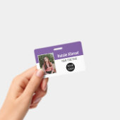 Badge Photo de l'employé Nom Logo Code-barres Violet et (Manuel / portable)