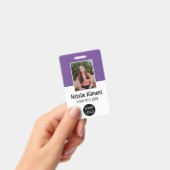 Badge Photo de l'employé Nom Logo Code-barres Violet et (Manuel / portable)