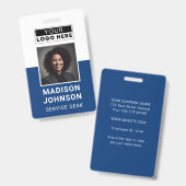 Badge Photo de l'employé personnalisé Logo de l'entrepri (Avant & arrière)