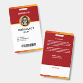 Badge Photo de l'employé personnalisée Identifiant rouge (Avant & arrière)