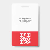 Badge Photo de l'employé rouge, code qr, logo, nom (Arrière)