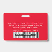 Badge Photo de l'employé tout rouge ou code QR du logo d (Arrière)