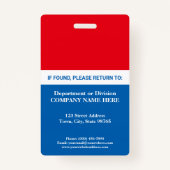 Badge Photo de l'employé Tricolor N'importe quel Modèle  (Dos)