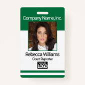 Badge photo de l'employé - Vert (Devant)