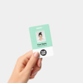 Badge Photo de l'employé vert menthe, Code-barres, Logo, (Manuel / portable)