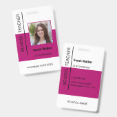 Badge Photo de l'enseignant ID de l'employé ou de l'étud (Avant & arrière)