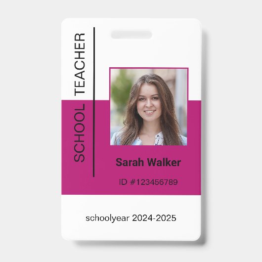 Badge Photo de l'enseignant ID de l'employé ou de l'étud (Avant)