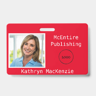 Badge Photo de l'entreprise Logo Nom Rouge