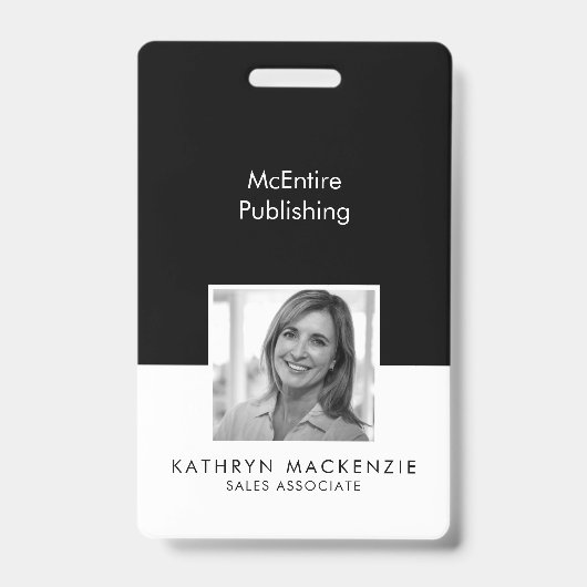 Badge Photo de l'entreprise Vertical noir et blanc (Avant)