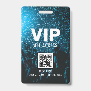 Badge Photo de l'événement Carte d'accès VIP All Code QR