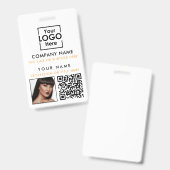 Badge Photo de l'ID de l'employé Code QR ID personnalisé (Avant & arrière)