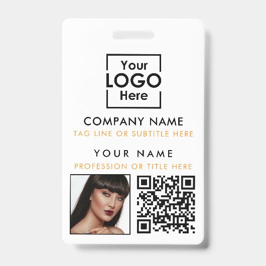Badge Photo de l'ID de l'employé Code QR ID personnalisé (Avant)