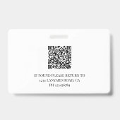 Badge Photo de l'ID de l'employé QR Simple Logo (Arrière)