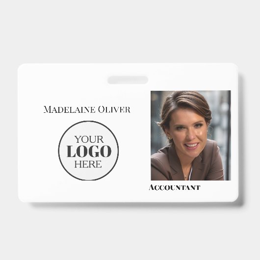 Badge Photo de l'ID de l'employé QR Simple Logo (Avant)