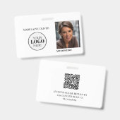 Badge Photo de l'ID de l'employé QR Simple Logo (Avant & arrière)
