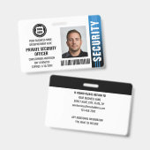 Badge Photo de logo de carte d'identité d'agent de sécur (Avant & arrière)