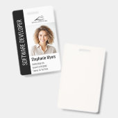 Badge Photo de logo de nom de carte d'identité noire d'e (Avant & arrière)