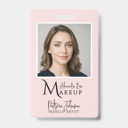 Badge Photo de logo de script de maquillage rose blush (Avant)