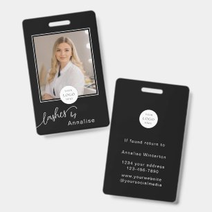 Badge Photo de logo de script minimal noir et blanc de s