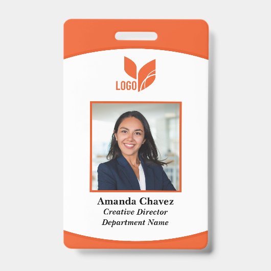 Badge Photo de logo orange Code-barres Employé (Avant)