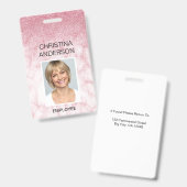 Badge Photo de nom d'employé en paillettes de marbre ros (Avant & arrière)