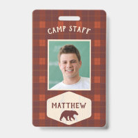 Badge photo de personnel de camp rustique en flane