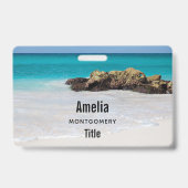 Badge Photo de plage de sable de l'océan Azur (Arrière)