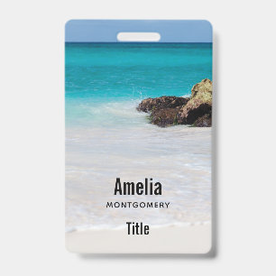 Badge Photo de plage de sable de l'océan Azur
